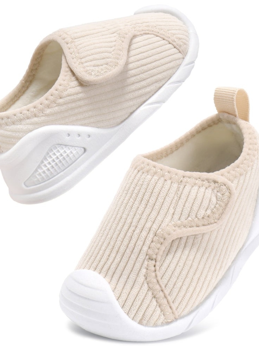 STQ kids Beige Toddler Corduroy Shoes 12-19 Months US Toddler 5